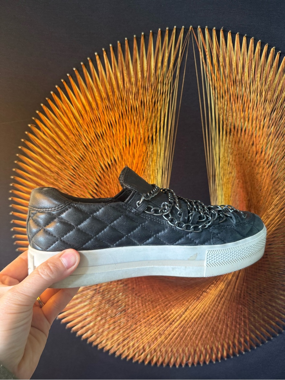 Ash Quilted Leather Chain Jewel Bis Platform Sneaker 39 - Picture 6 of 13